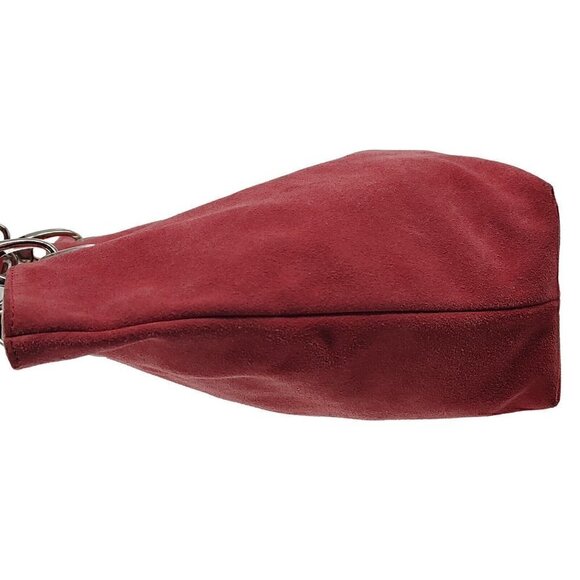 TANNER Made In Italy Pink Coral Suede Top Handle Small Tote Bag Removable Straps - Picture 2 of 10